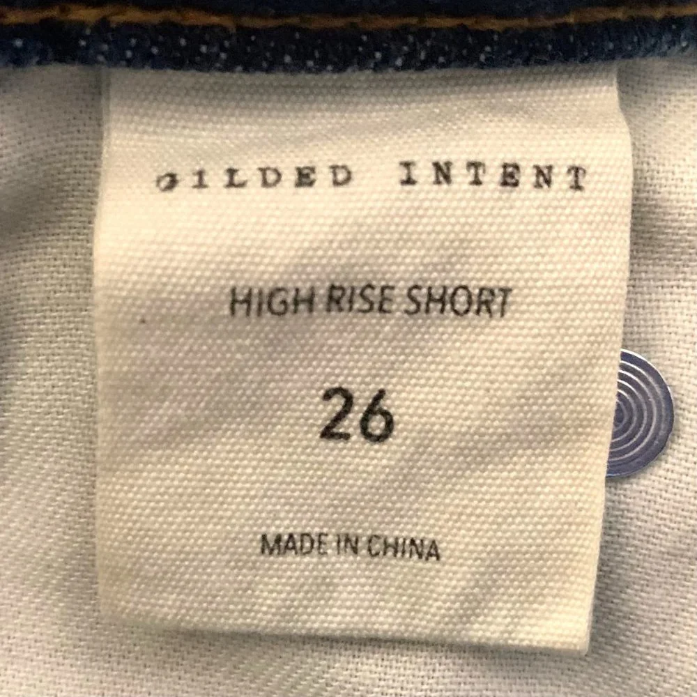 Guilded Intent Buckle High Rise Short Size 26 Distressed Blue Skinny Denim - Picture 12 of 14